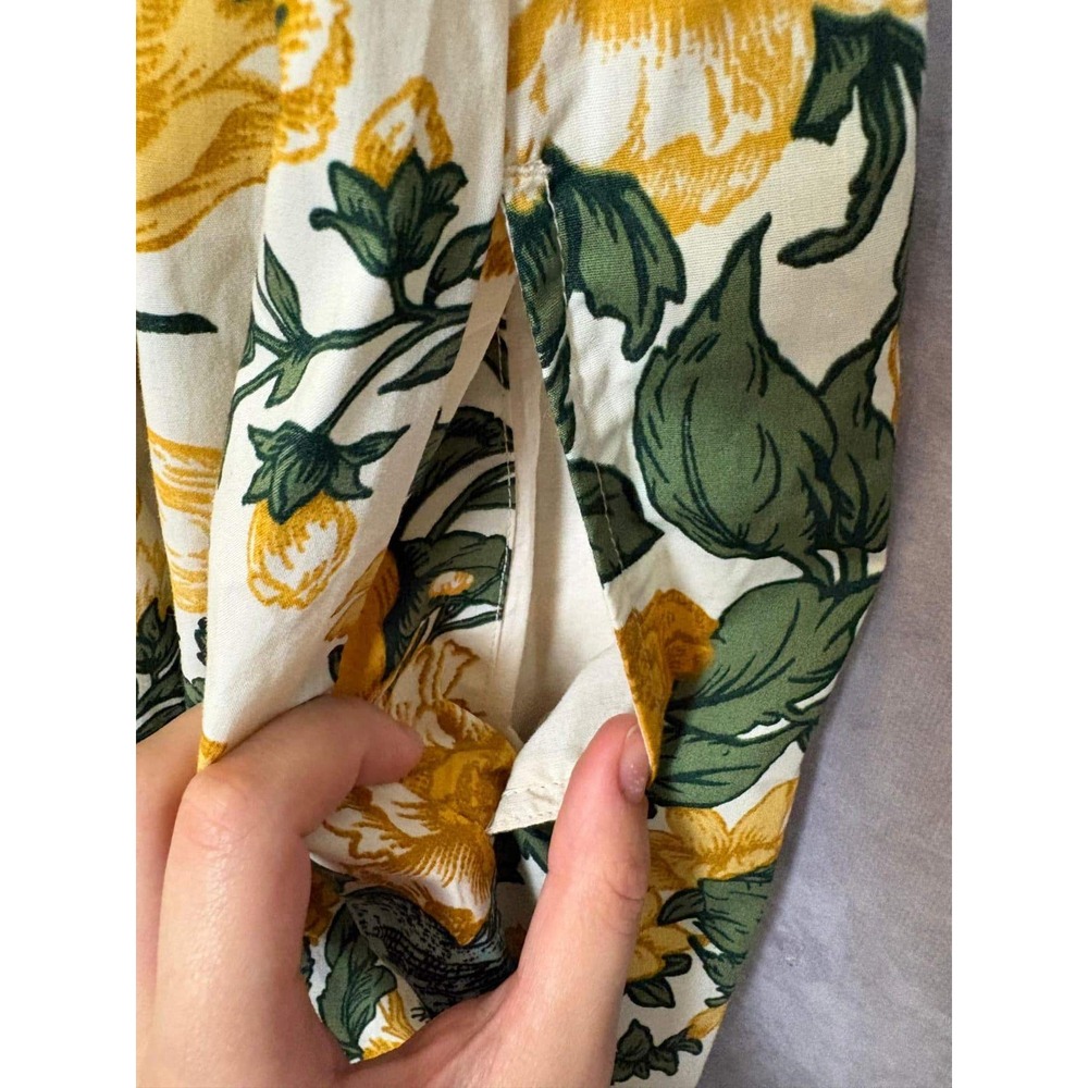 Abercrombie & Fitch Yellow Floral Butterfly Midi Dress Pockets Smocked Back M - Picture 7 of 11